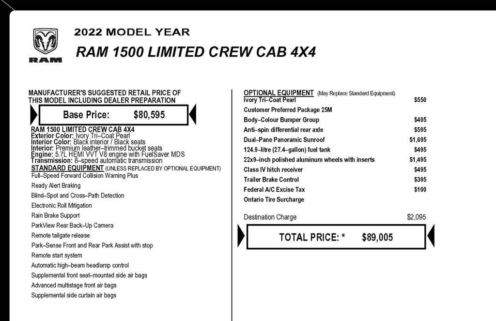 Used 2022 RAM 1500 Limited w/ Body-Colour Bumper Group AWD/4WD image 3