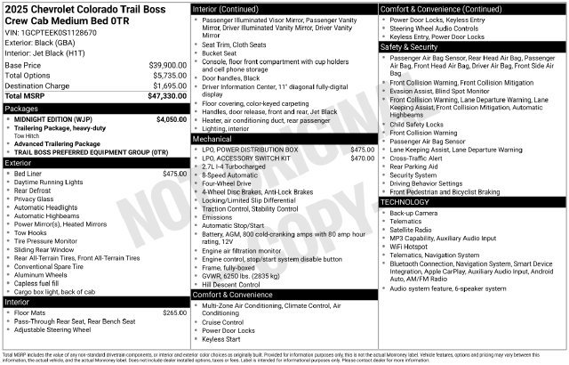 Used 2025 Chevrolet Colorado Trail Boss w/ Midnight Edition AWD/4WD image 8