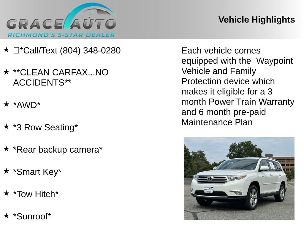 Used 2012 Toyota Highlander Limited w/ Tow Pkg AWD/4WD image 2