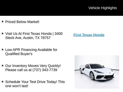 Used 2023 Chevrolet Corvette Stingray Premium Cpe w/ Z51 Performance Package RWD image 10