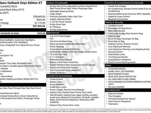 Used 2022 Subaru Outback Onyx Edition XT w/ Popular Package #2 AWD/4WD image 15