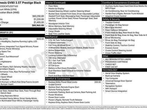 New 2026 Genesis GV80 3.5T Prestige image 3