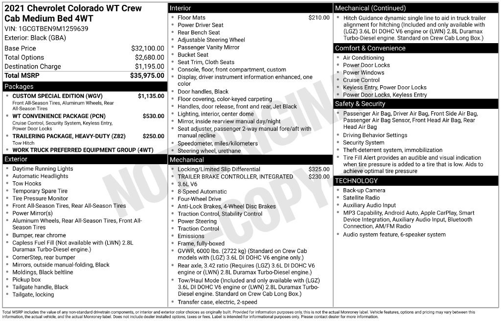 Used 2021 Chevrolet Colorado W/T w/ Custom Special Edition AWD/4WD image 3