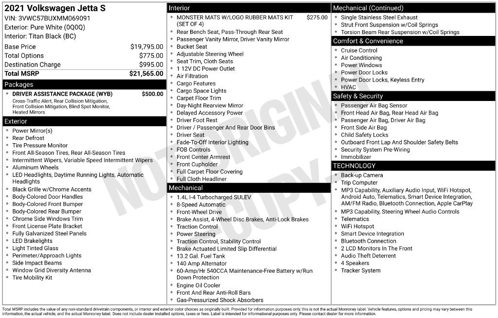 Used 2021 Volkswagen Jetta S w/ Driver Assistance Package FWD image 40