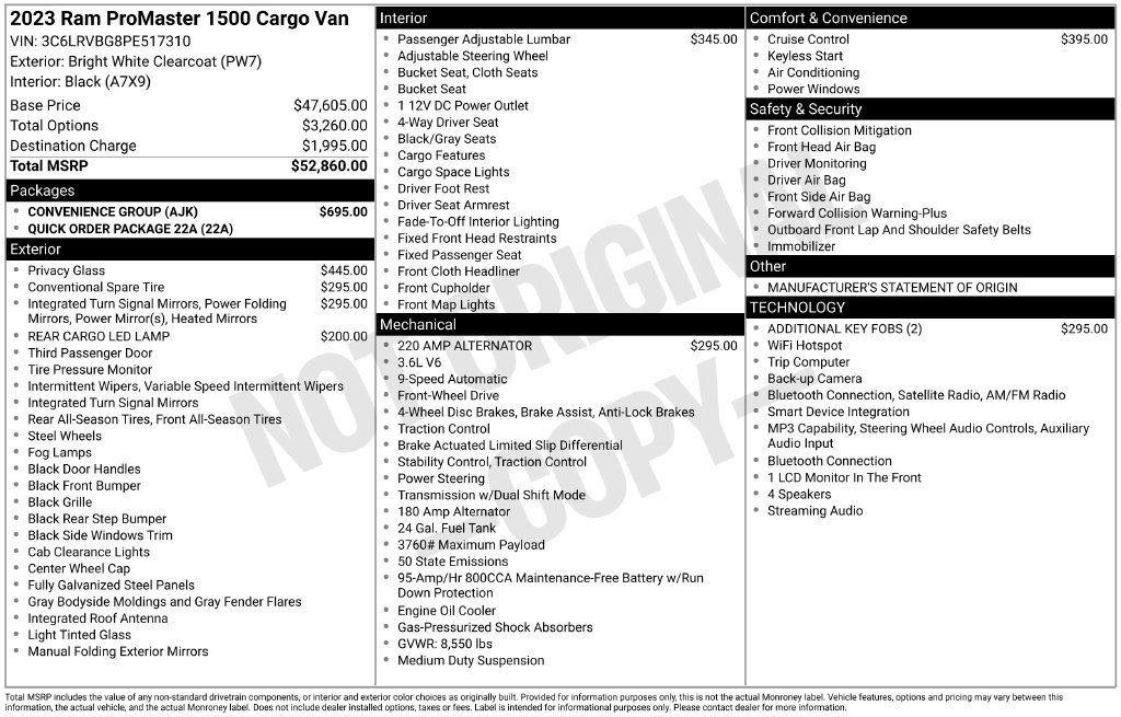 Used 2023 RAM ProMaster 1500 w/ Convenience Group FWD image 6