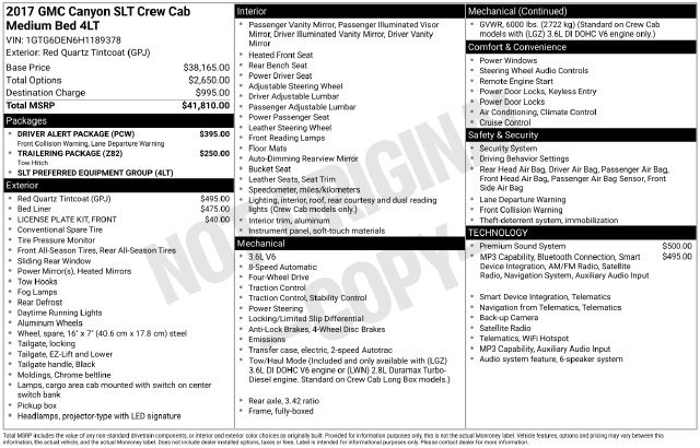 Used 2017 GMC Canyon SLT w/ Driver Alert Package AWD/4WD image 35