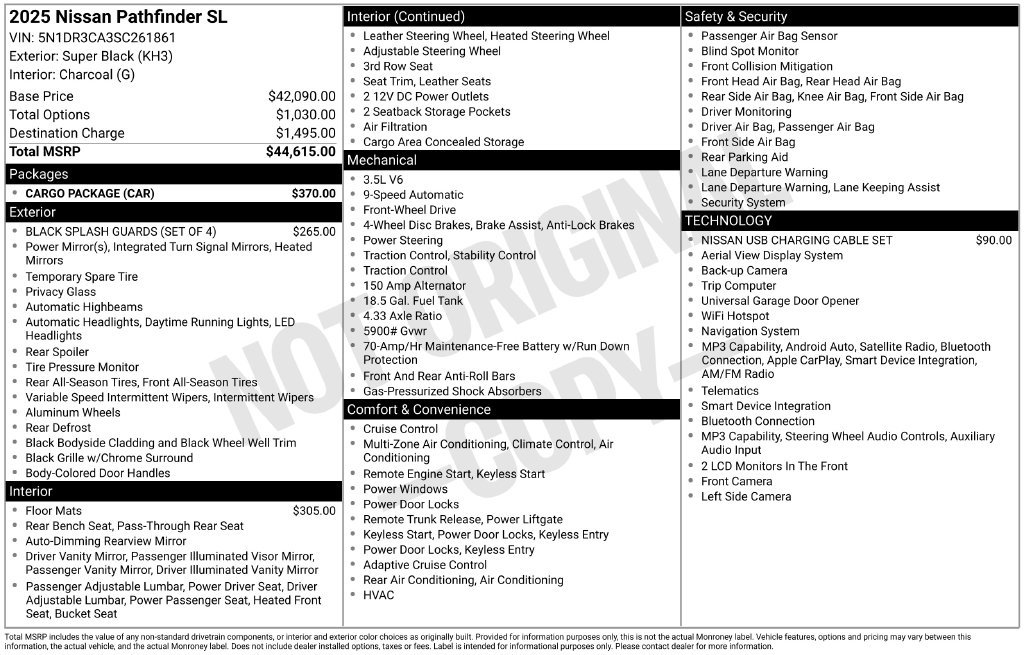 Used 2025 Nissan Pathfinder SL w/ Cargo Package FWD image 25