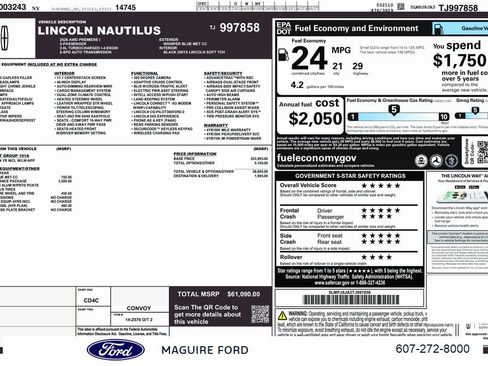 New 2026 Lincoln Nautilus Premier w/ Jet Appearance Package image 3