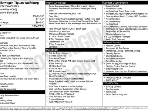 Used 2017 Volkswagen Tiguan Wolfsburg Edition FWD image 2
