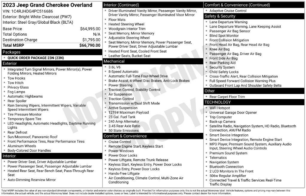 Certified 2023 Jeep Grand Cherokee Overland AWD/4WD image 4