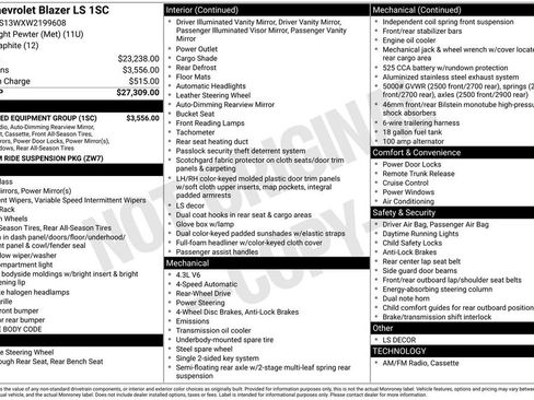 Used 1998 Chevrolet Blazer LS w/ Preferred Equipment Group RWD image 32