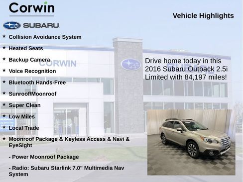 Used 2016 Subaru Outback 2.5i Limited AWD/4WD image 6