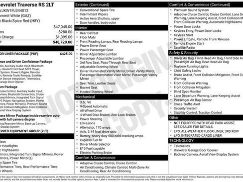 Used 2023 Chevrolet Traverse RS w/ LPO, Floor Liner Package AWD/4WD image 5