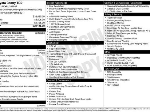 Used 2024 Toyota Camry TRD w/ TRD Package w/JBL Audio FWD image 32
