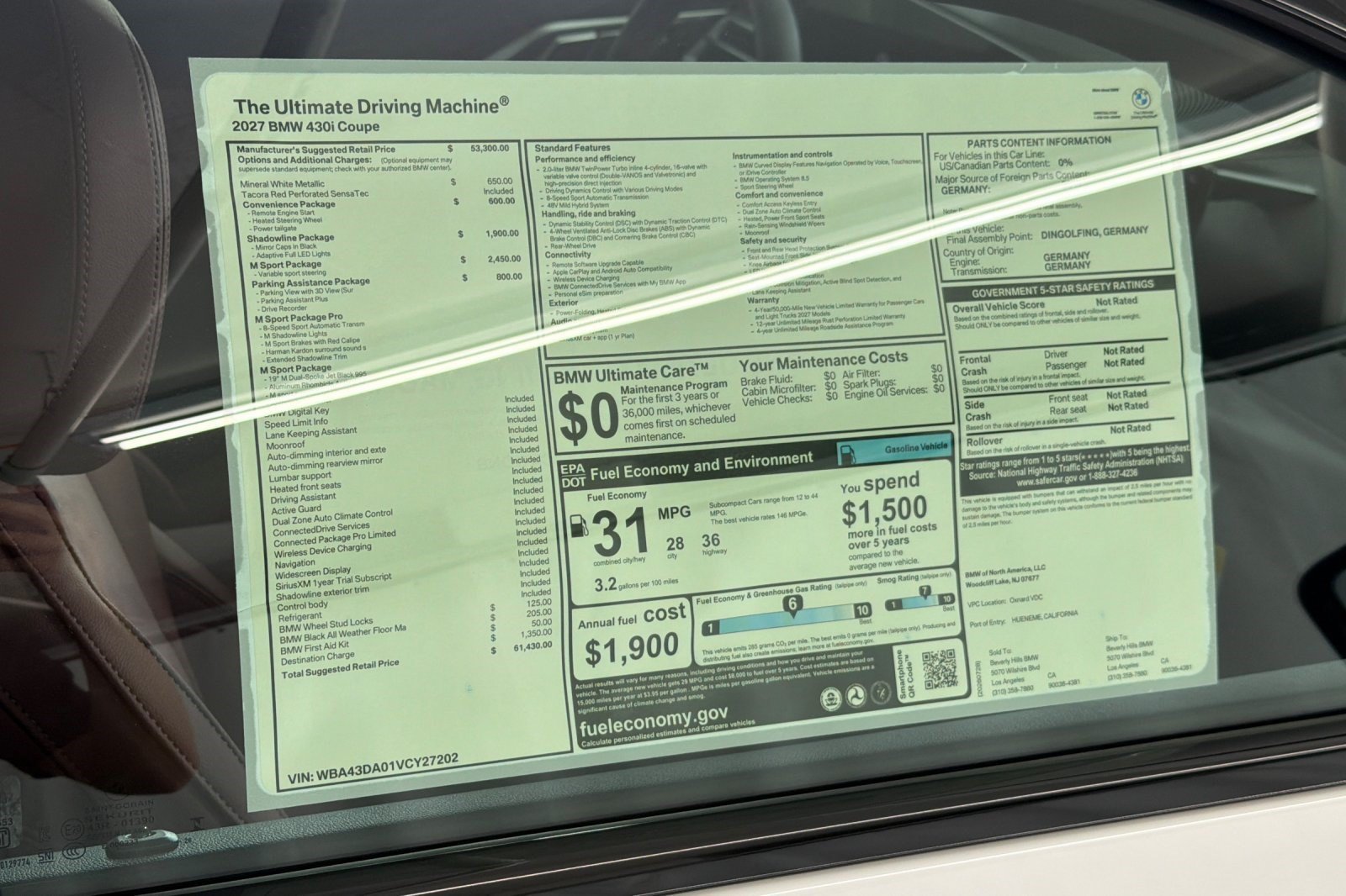 New 2027 BMW 430i Coupe w/ M Sport Package RWD image 29
