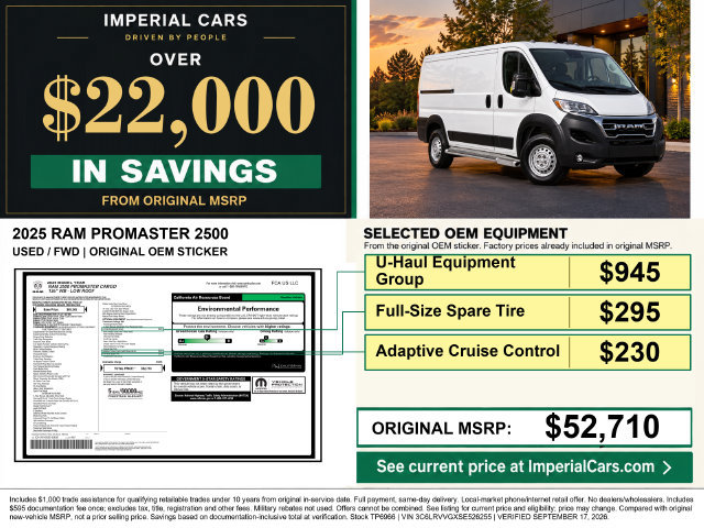 Used 2025 RAM ProMaster 2500 w/ U-Haul Equipment Group FWD image 3