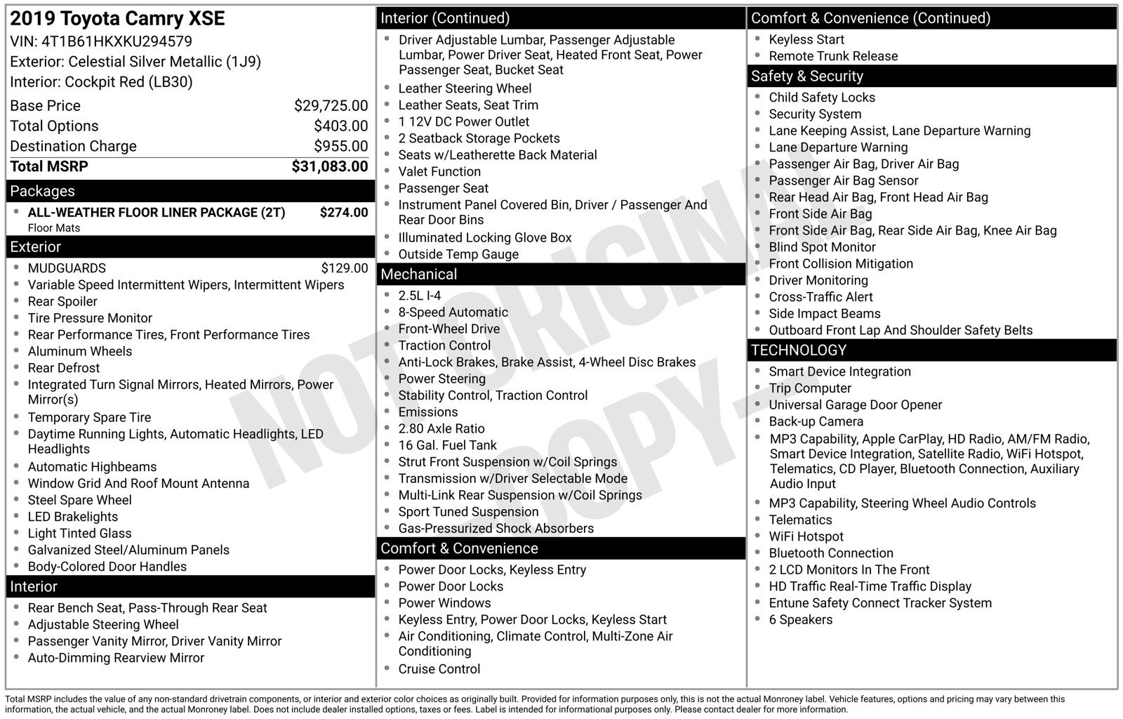 Used 2019 Toyota Camry XSE FWD image 4