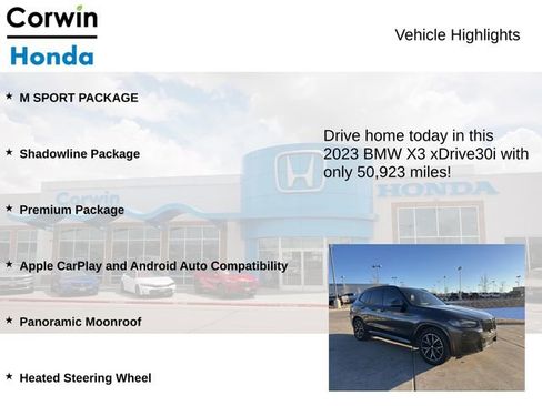 Used 2023 BMW X3 xDrive30i w/ M Sport Package image 7