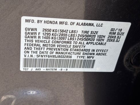 Certified 2018 Honda Pilot Touring image 35