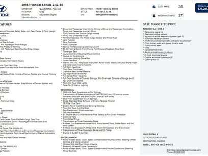 Used 2015 Hyundai Sonata SE w/ Option Group 02