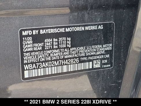 Used 2021 BMW 228i xDrive Gran Coupe w/ Convenience Package AWD/4WD image 29