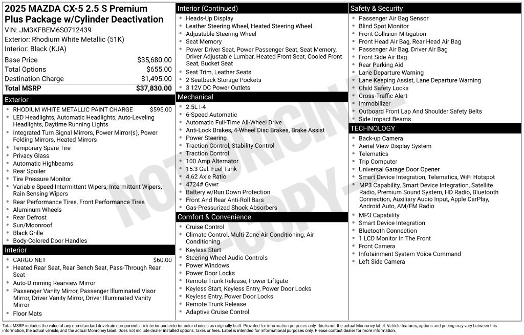 Certified 2025 MAZDA CX-5 AWD 2.5 S w/ Premium Plus Pkg image 40