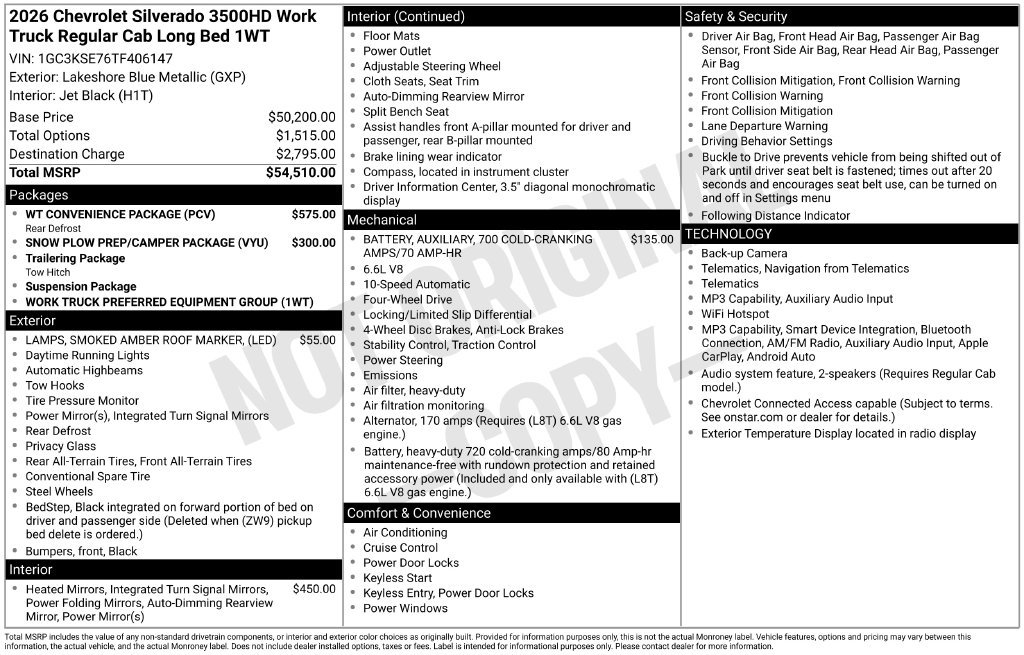 New 2026 Chevrolet Silverado 3500 W/T w/ WT Convenience Package AWD/4WD image 26
