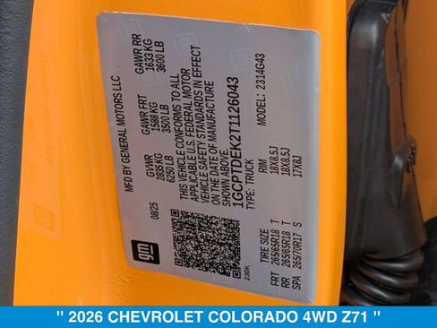 New 2026 Chevrolet Colorado Z71 w/ Technology Package AWD/4WD image 27