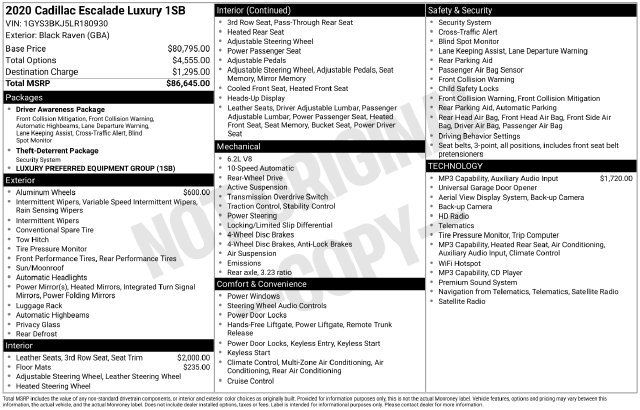 Used 2020 Cadillac Escalade Luxury RWD image 2