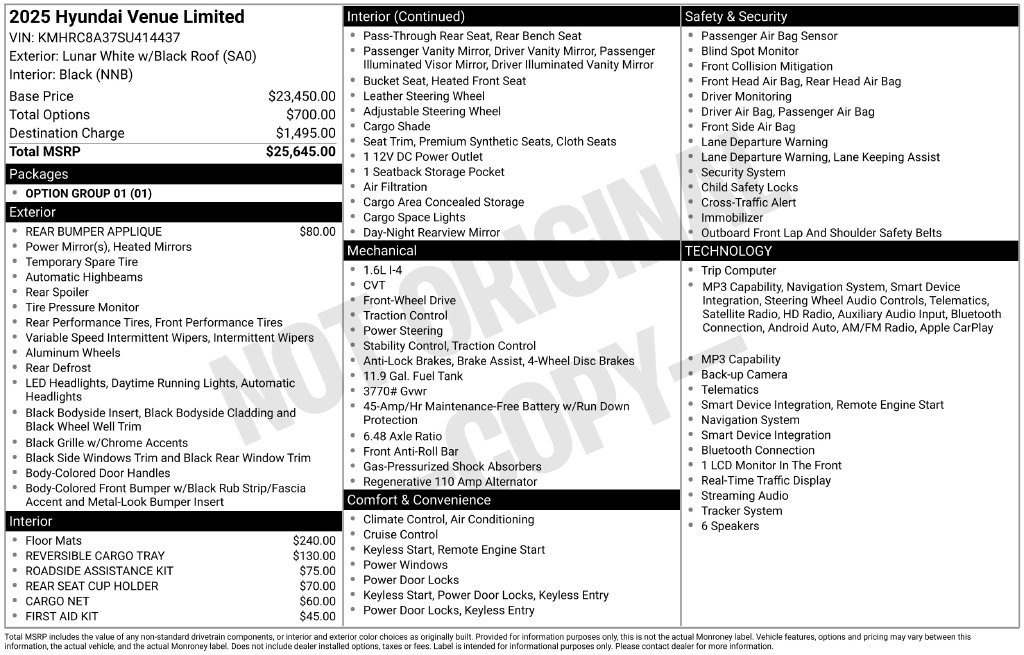 Certified 2025 Hyundai Venue Limited FWD image 23