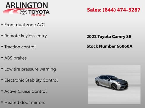 Used 2022 Toyota Camry SE w/ Carpet Mat Package (TMS) FWD image 2