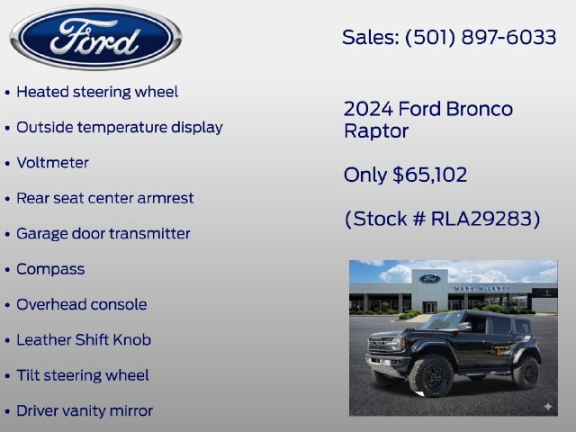 Certified 2024 Ford Bronco Raptor w/ Interior Carbon Fiber Pack 6 AWD/4WD image 34