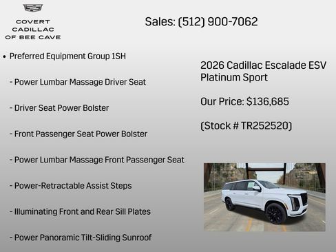 New 2026 Cadillac Escalade ESV Platinum Sport w/ LPO, ONYX Package AWD/4WD image 6