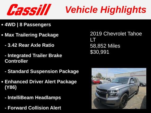 Used 2019 Chevrolet Tahoe LT w/ Max Trailering Package AWD/4WD image 3