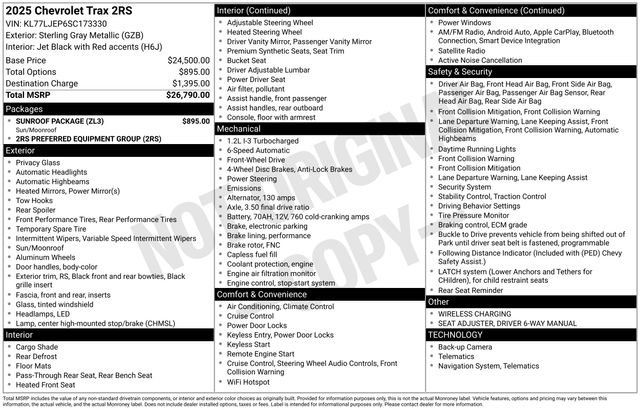 Used 2025 Chevrolet Trax RS w/ Sunroof Package FWD image 32