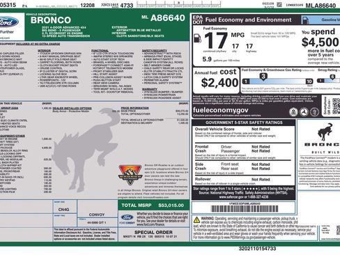 Used 2021 Ford Bronco Big Bend w/ Sasquatch Package image 32