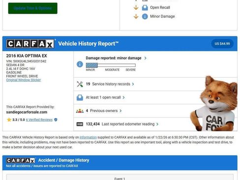 Used 2016 Kia Optima EX w/ Premium Package image 2