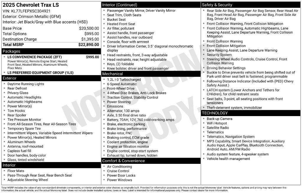 Used 2025 Chevrolet Trax LS w/ LS Convenience Package FWD image 3