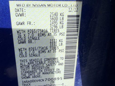 Used 2012 Nissan Frontier PRO-4X image 10