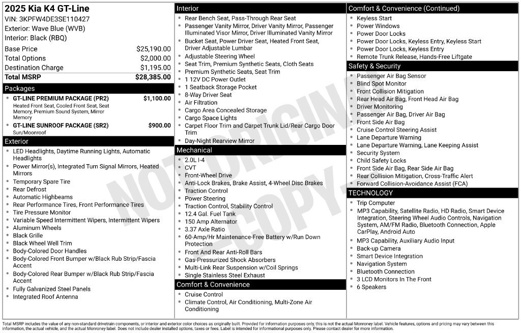 Used 2025 Kia K4 GT-Line w/ GT-Line Premium Package FWD image 3