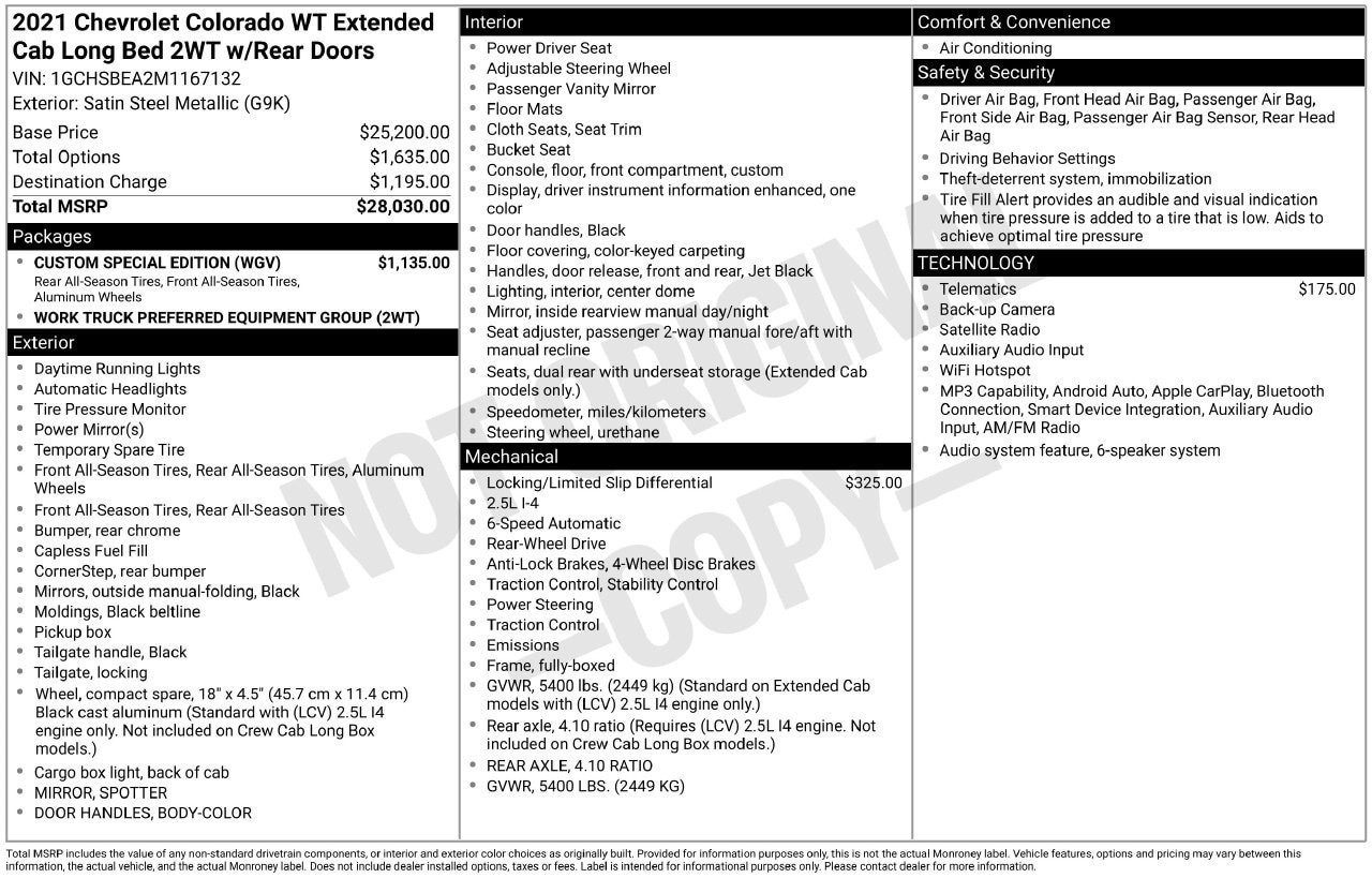 Used 2021 Chevrolet Colorado W/T w/ Custom Special Edition RWD image 28