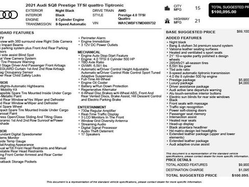 Used 2021 Audi SQ8 Prestige w/ Prestige Package image 3