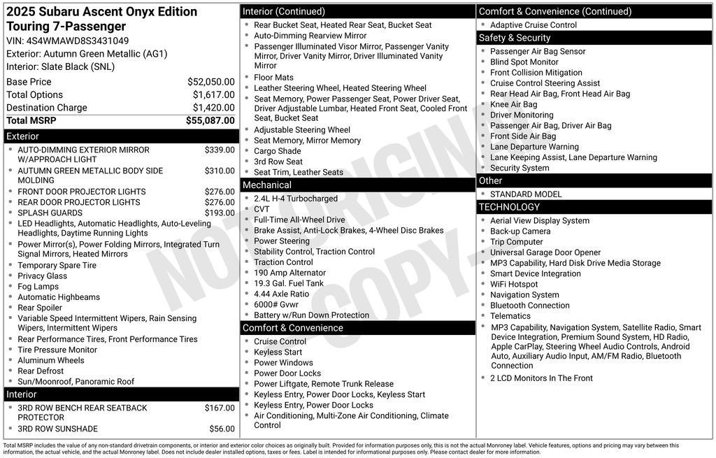 Certified 2025 Subaru Ascent Bronze Edition AWD/4WD image 26