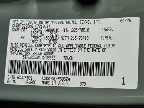 New 2026 Toyota Tundra SR5 AWD/4WD image 16