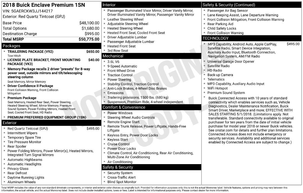 Used 2018 Buick Enclave Premium w/ Trailering Package FWD image 4