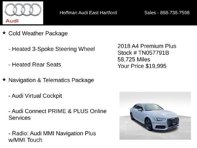 Used 2018 Audi A4 2.0T Premium Plus w/ Premium Plus Package AWD/4WD image 6