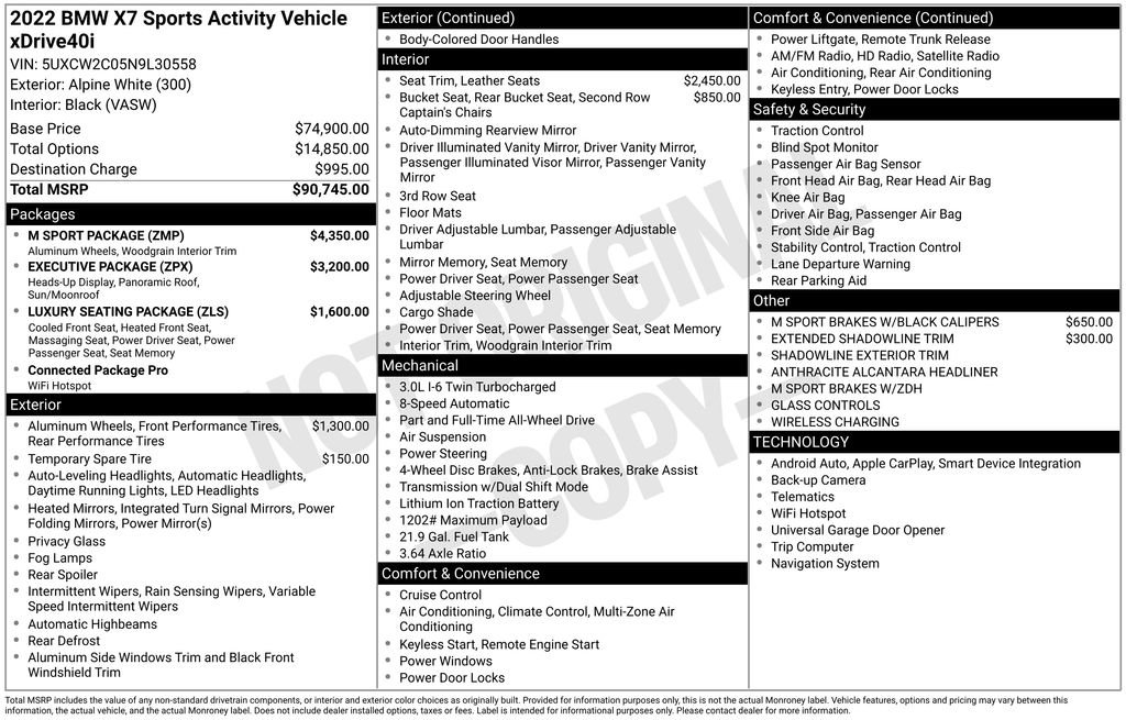 Used 2022 BMW X7 xDrive40i w/ M Sport Package AWD/4WD image 4