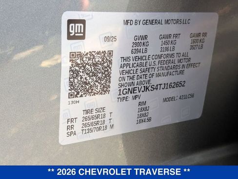 New 2026 Chevrolet Traverse Z71 w/ LPO, Floor Liner Package image 37