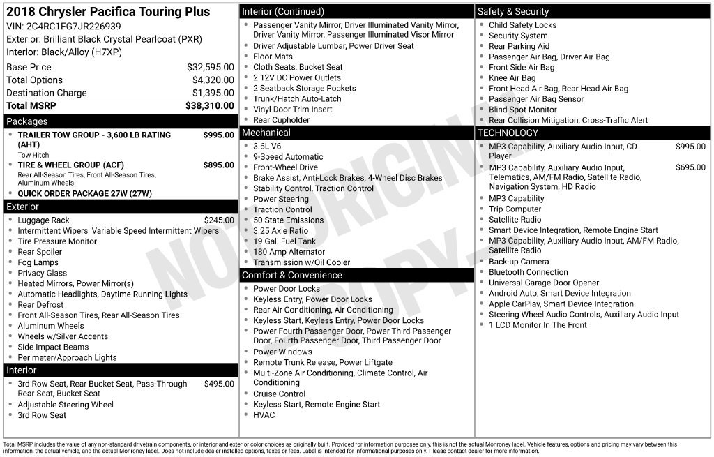 Used 2018 Chrysler Pacifica Touring Plus FWD image 2