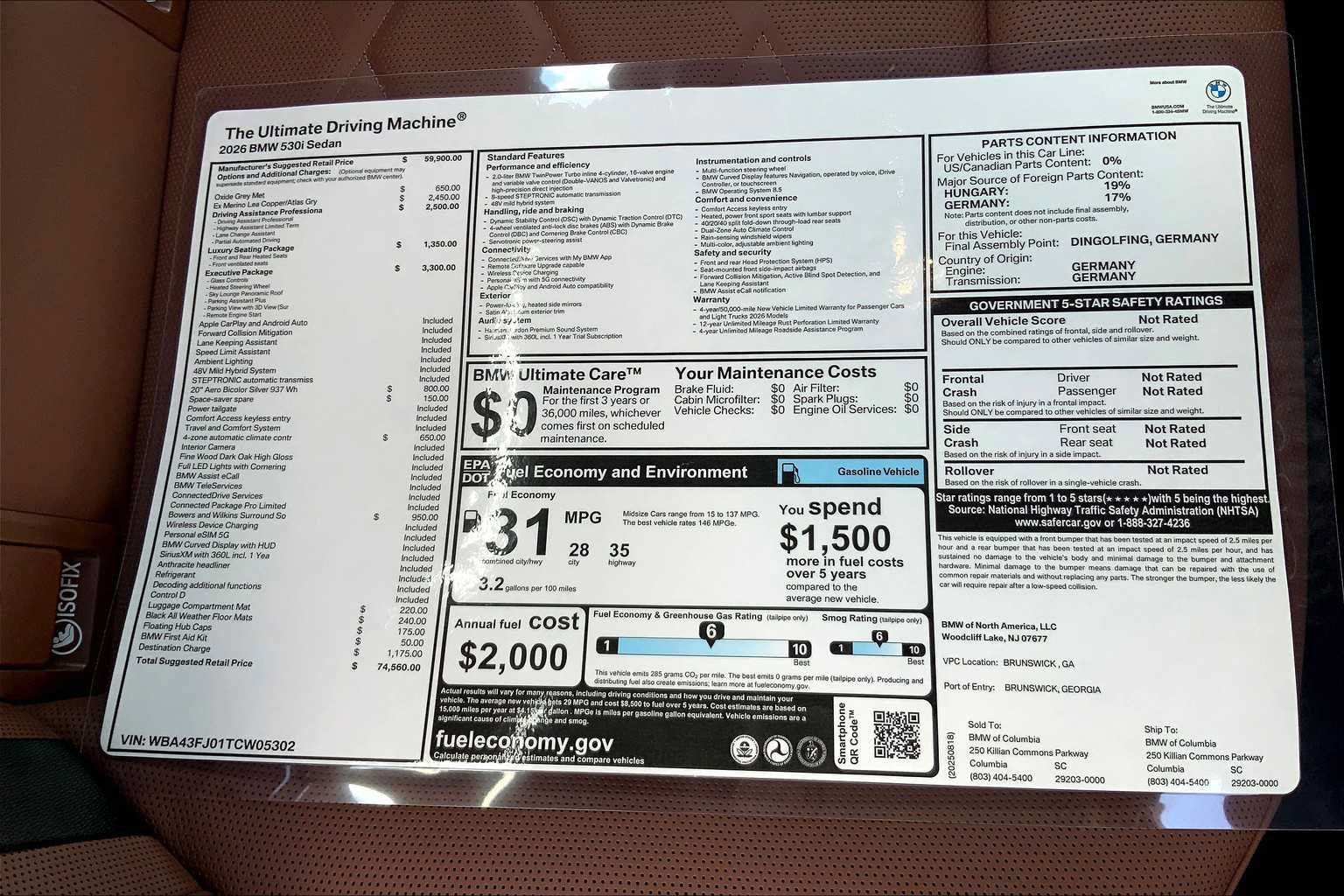 Used 2026 BMW 530i w/ Executive Package RWD image 19